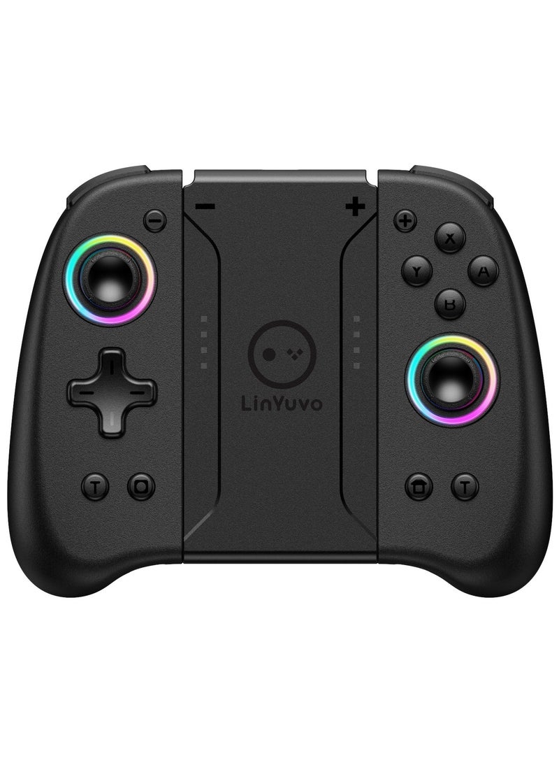 LinYuvo Classic Joypad LinYuvo KS31 Wireless Gaming Controller for Nintendo Switch/Switch Lite/Switch OLED with Multicolor RGB Light Ring, Exclusive Metal Joysticks, Adjustable Dual Shock, Six-Axis Gyroscope, Turbo Function, Adjustment Dual Motors Vibration, Anti-Friction Thumbsticks, Wake-Up Function - Image 1